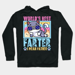 Worlds Best Farter I Mean Father Best Dad Ever Cool Cat Mens Hoodie